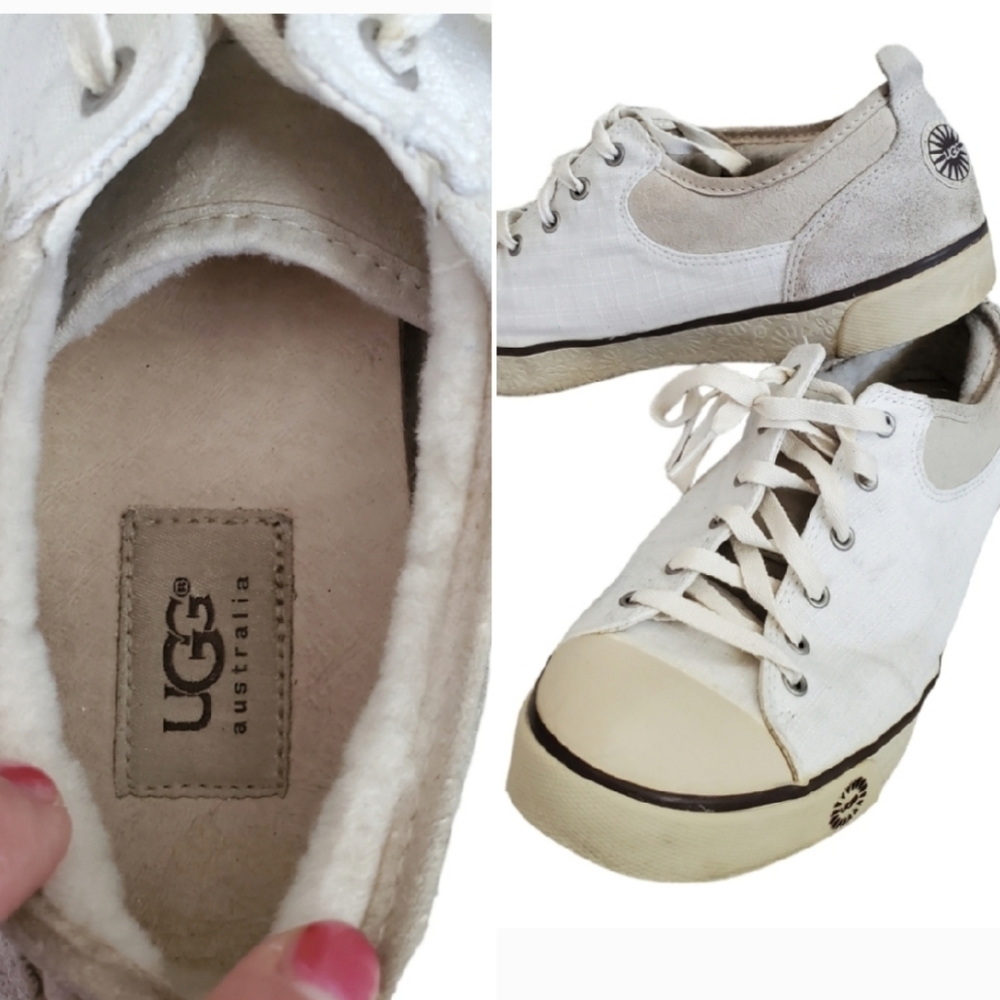 UGG AUSTRALIA Ivory Lace-Up Sneakers. Sz.11